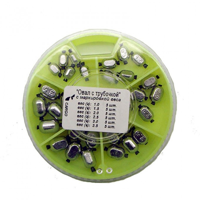 Грузила SALMO ОВАЛ 6 секций с трубочкой 1,0-3,5г 70 набор 8526-070