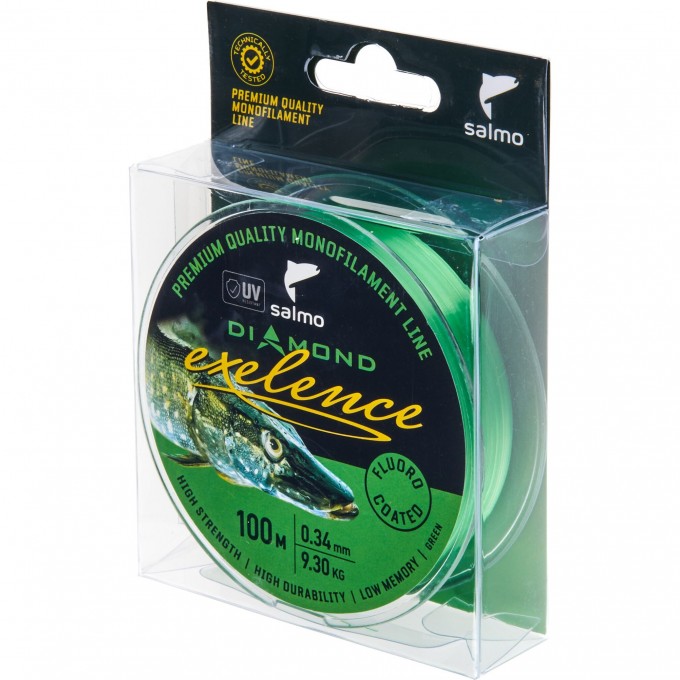 Леска монофильная SALMO DIAMOND EXELENCE FLUORO COATED Green 100/034 4031-034