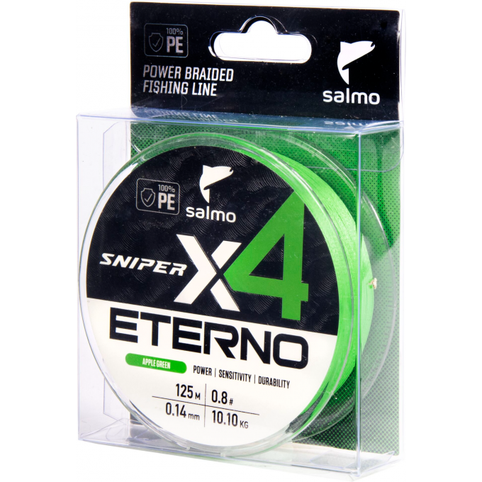 Шнур плетёный SALMO SNIPERх4 ETERNO BRAID Apple Green 125/014 4932-014