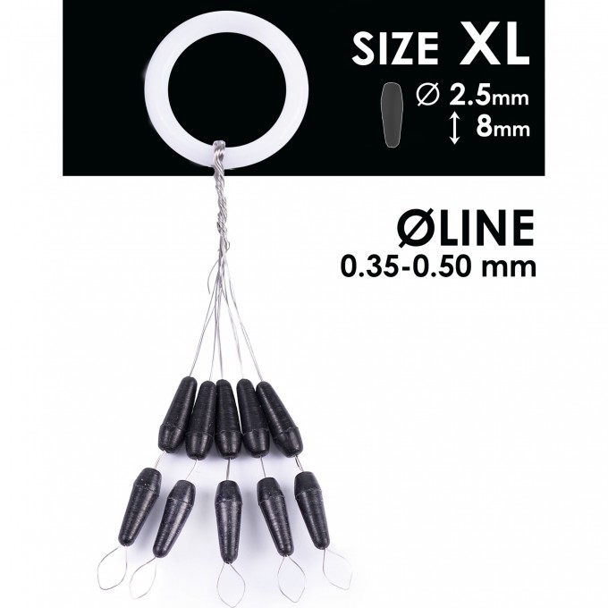 Стопоры резиновые SALMO RUBBER CONE STOPS р.004XL 10шт. S901-004XL